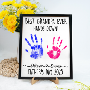 Personalized DIY Handprint Sign - Best Dad Ever Sign Wooden Plaque With Stand TH10 892983