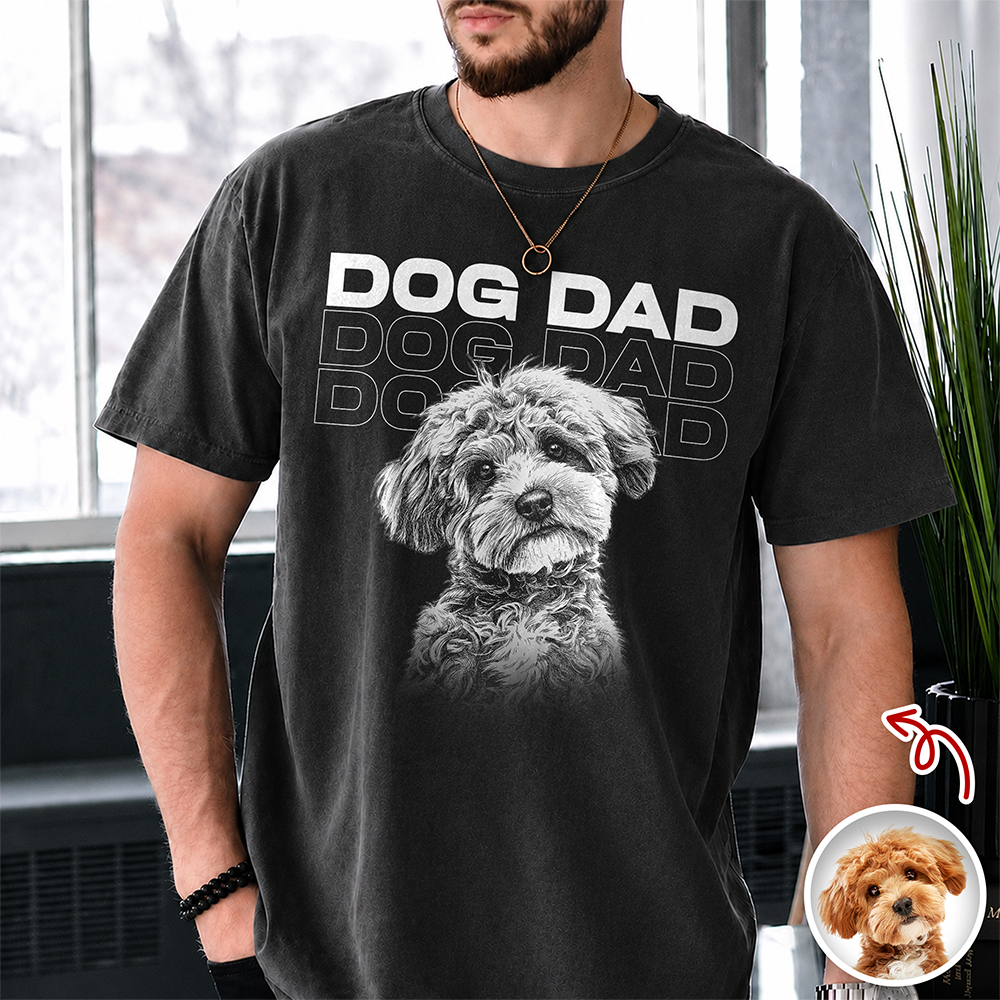 Custom Name & Photo Vintage Style Dog Cat Dad Mom Comfort Shirt LM32 669419
