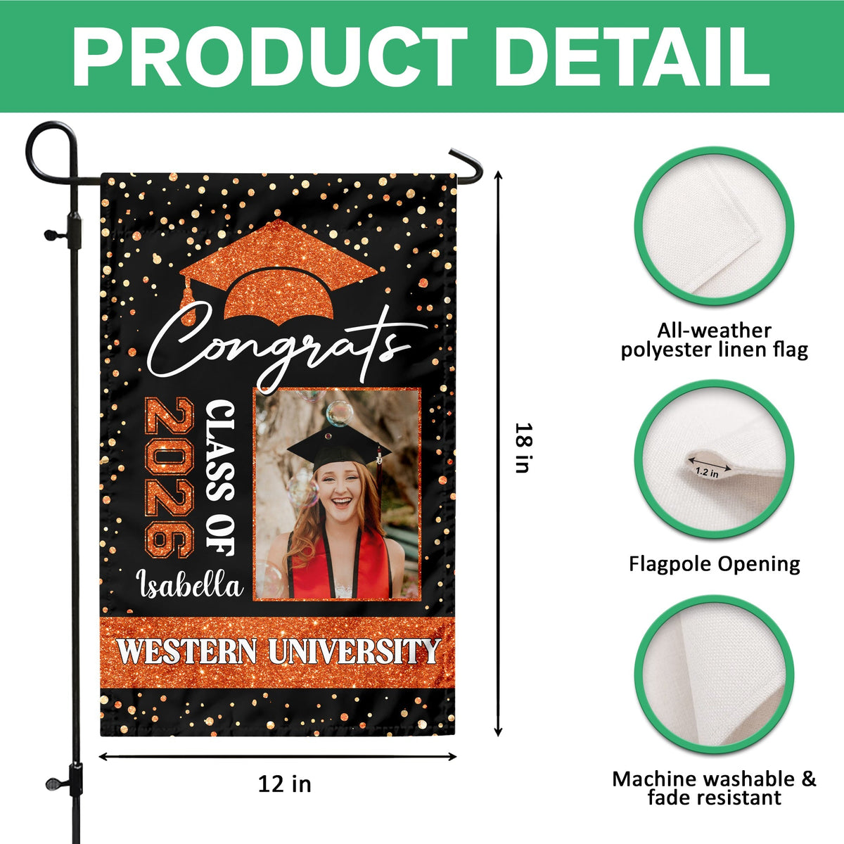 Custom Photo Class of 2026 Congratulations Graduation Garden Flag HO82 901708