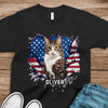 Custom Photo Dog Cat With American Flag Dark Shirt HA75 920656