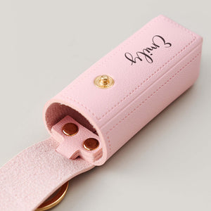 Custom Name Engraved Birth Flower Lipstick Keychain Case With Mirror - Valentine Gift, Birthday Gift for Her LM32 897659