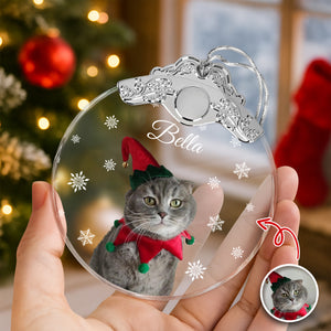 Custom Cat Photo Metal Top Glass Ornament For Christmas TH10 894883