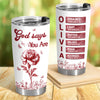 Custom Name Letter And Flower Toile De Jouy Style God Says I Am Fat Tumbler LM32 895357