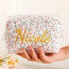 Personalized Name Floral Embroidered Makeup Bag - Gift For Girlfriend, Women Toiletry Bag, Bridesmaid Gift LM32 897409