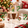 3D Christmas Shaped Glass Mug with Heart Handle, Holiday Coffee Cup, Christmas Gift HA75 919174