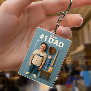 Custom Photo 3D Effect Baseball #1 Dad Figure Acrylic Keychain HO82 893906