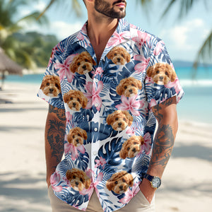 Custom Photo Funny Face Dog Tropical Floral Hawaii Shirt HA75 892260