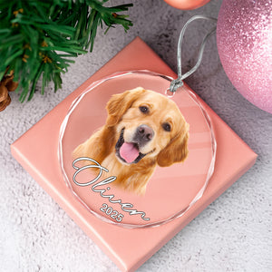 Custom Pet Photo Christmas Glass Ornament Gift For Pet Lovers TH10 894775