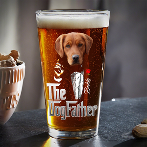 Custom Photo The Dogfather Gentlemen Print Beer Glass Personalized Gift For Dog Dad HO82 893864