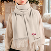 Personalised Name Birth Flower Soft Warm Tassel Scarf, Winter Accessory Anniversary Birthday Gift for Women Men HO82 900752