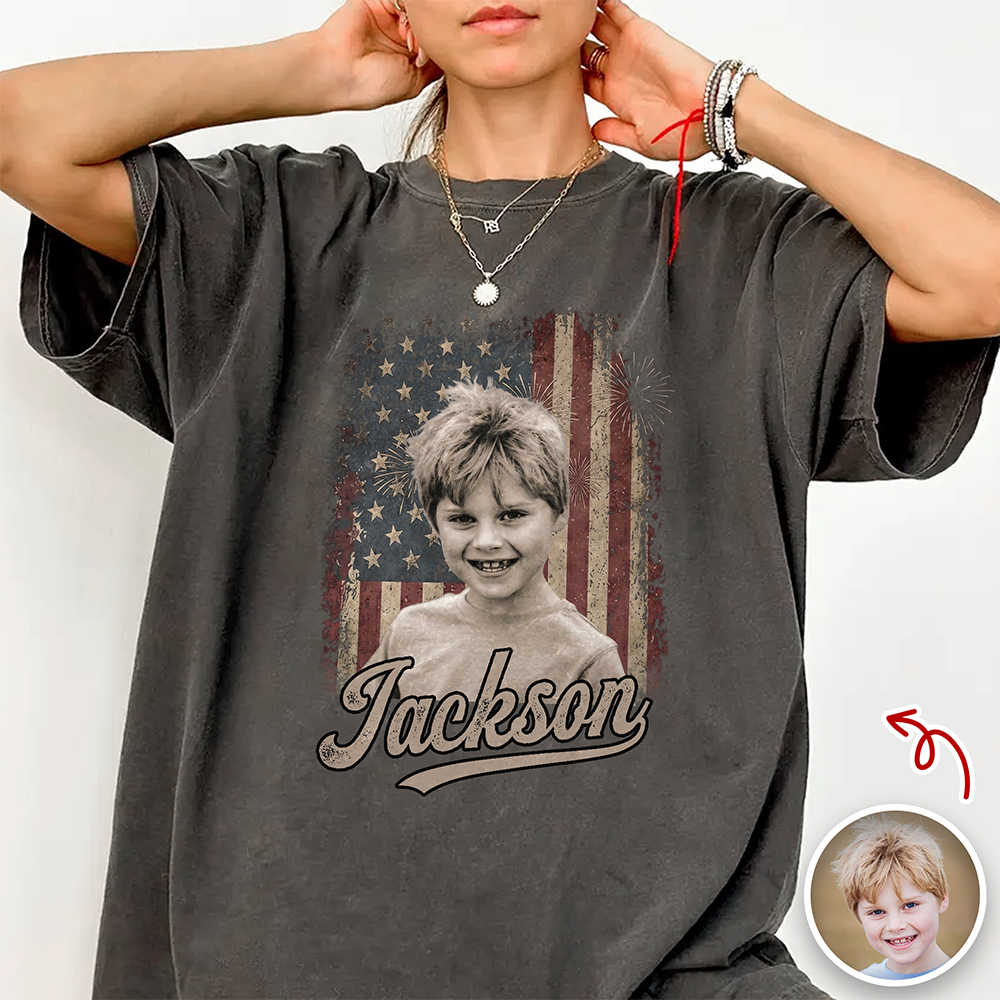 Custom Photo Kids Patriotic Vintage American Flag Comfort Shirt TH10 170245