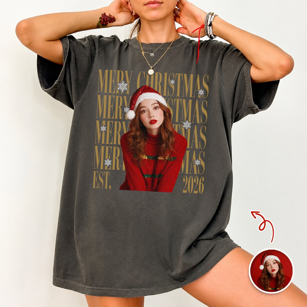 Custom Photo Merry Christmas EST. 2026 Retro Comfort Shirt HO82 903336