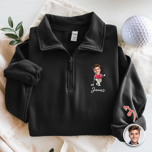 Custom Photo Printed Quarter Zip Sweater Gift for Golf Lovers TH10 898223