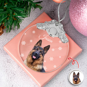 Custom Photo Dog Metal Top Glass Ornament For Christmas TH10 894881
