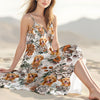 Custom Dog Photo Floral Style Women's V-Neck Cami Maxi Dress HO82 893598