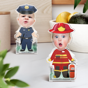 Custom Photo Funny Kid in Dad’s Work Outfit Decoration Shaking Head Funny Gift For Dad HA75 892374