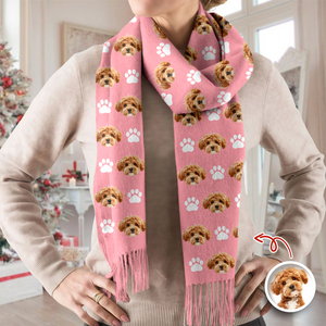 Custom Face Photo With Icon Wool Scarf Christmas Gift For Dog Lovers LM32 897479