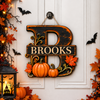 Custom Initial & Name Pumpkin Halloween Monogram Door Sign LM32 670003