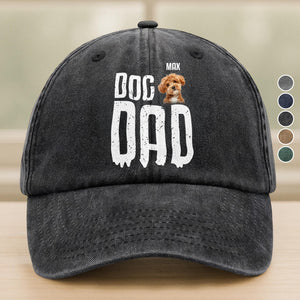 Custom Pet Photo Sleeping On Dad Washed Denim Baseball Cap For Dog And Cat Lovers LM32 895065