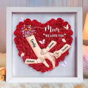 Custom Name Mommy And Kids Hands Mother's Day Heart Flower Shadow Box HO82 893592