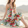 Custom Human Photo Tropical Women's V-Neck Cami Maxi Dress HO82 893608
