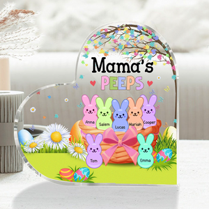 Custom Grandma Mom's Peep Kids Easter Day Heart Acrylic Plaque HO82 893558