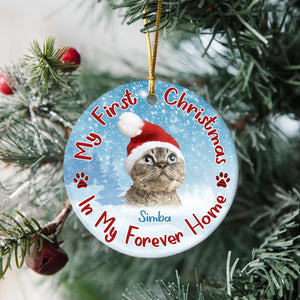 Custom Cat Photo My First Christmas In My Forever Home Christmas Ceramic Ornament CH07 896598