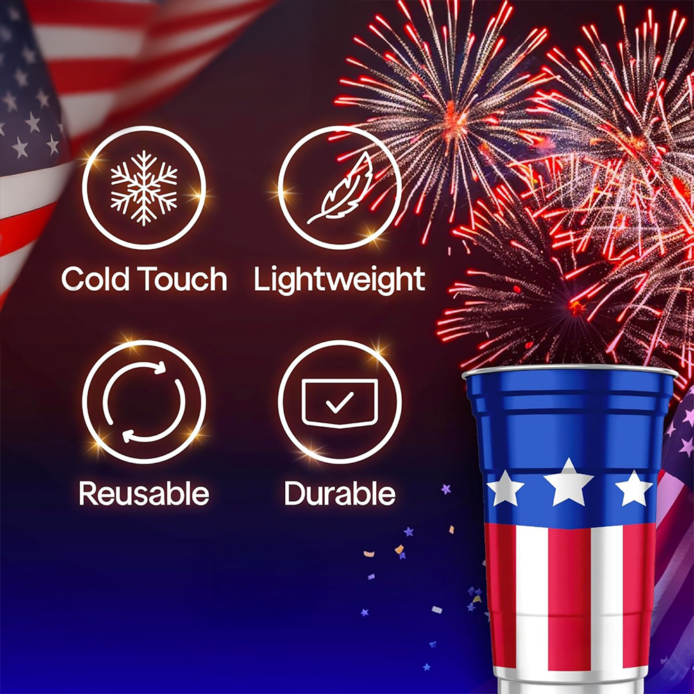America's 250th Birthday Patriotic 20oz Reusable Aluminum Cups For Parties, Events LM32 899295