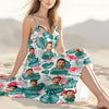 Custom Human Photo Hawaiian Style Women's V-Neck Cami Maxi Dress For Summer Beach Holiday HO82 893596