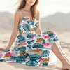 Custom Cat Photo Hawaiian Style Women's V-Neck Cami Maxi Dress For Summer Beach Holiday HO82 893594