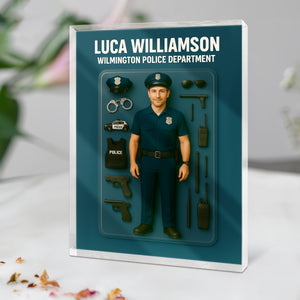 Custom Police Figure Acrylic Block Plaque, Unique Keepsake, Father's Day Gift HA75 892338