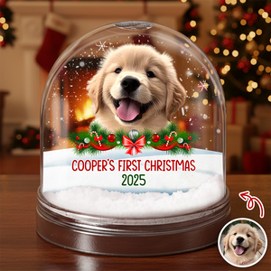 Custom Photo Dog First Christmas Acrylic Snow Globe HA75 898112