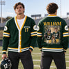 Personalized Football Photo Varsity V-neck Cardigan Football Player Gift HO82 903660