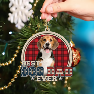 Custom Photo Best Dog Mom Dog Dad Wood Ornament LM32 895923
