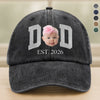 Custom Photo Face Dad Est. Washed Denim Baseball Cap HA75 921350
