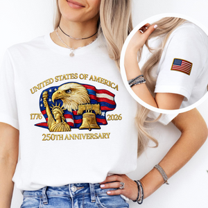 Bald Eagle United States Of America 250th Anniversary Sleeve Tee Shirt LM32 897793