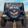 Custom Family Name Patriotic 250th Anniversary God Bless America Eagle 1776–2026 Tire Cover HO82 902052