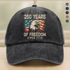 250 Years Of Freedom Since 1776 USA Bald Eagle America Flag Washed Denim Baseball Cap HA75 897380