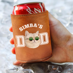 Custom Photo Dog Cat Dad Leather Can Cooler Holder Gift For Dog Cat Dad HO82 894096