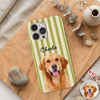Custom Dog Photo Striped Phone Case – Personalized Gift for Dog Lovers TH10 170395