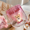 Custom Photo Dog Mom Cat Mom Pink Gradient Glass Mug - Gift For Dog Cat Mom, Mother's Day HO82 901768