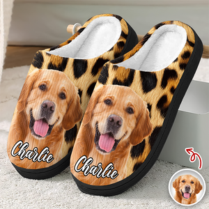 Custom Cute Pet Photo Leopard Slipper Gift For Dog Lovers CH07 896342