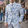 America 250th Anniversary Toile De Jouy Style Men's Suit HO82 901676