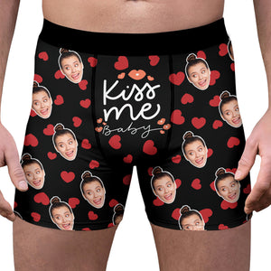 Custom Face Photo Kiss Me Men's Boxer Brief Funny Valentine Gift For Husband/Boyfriend CH07 899742