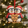 Personalized Penguin Couple First Christmas 2 Layers Wooden Ornament LM32 897519