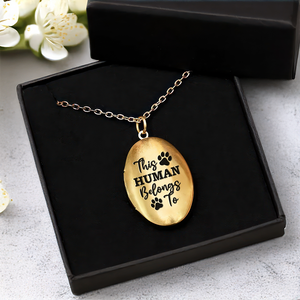 Custom Photo This Human Belongs To Dog Cat Locket Necklace HA75 892990