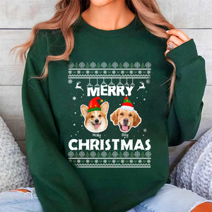 Custom Dog Cat Photo Merry Christmas Sweatshirt TH10 896065