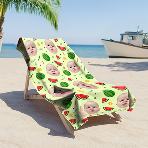 Custom Photo Fruits Beach Towel With Name, Vacation Gift CH07 895820