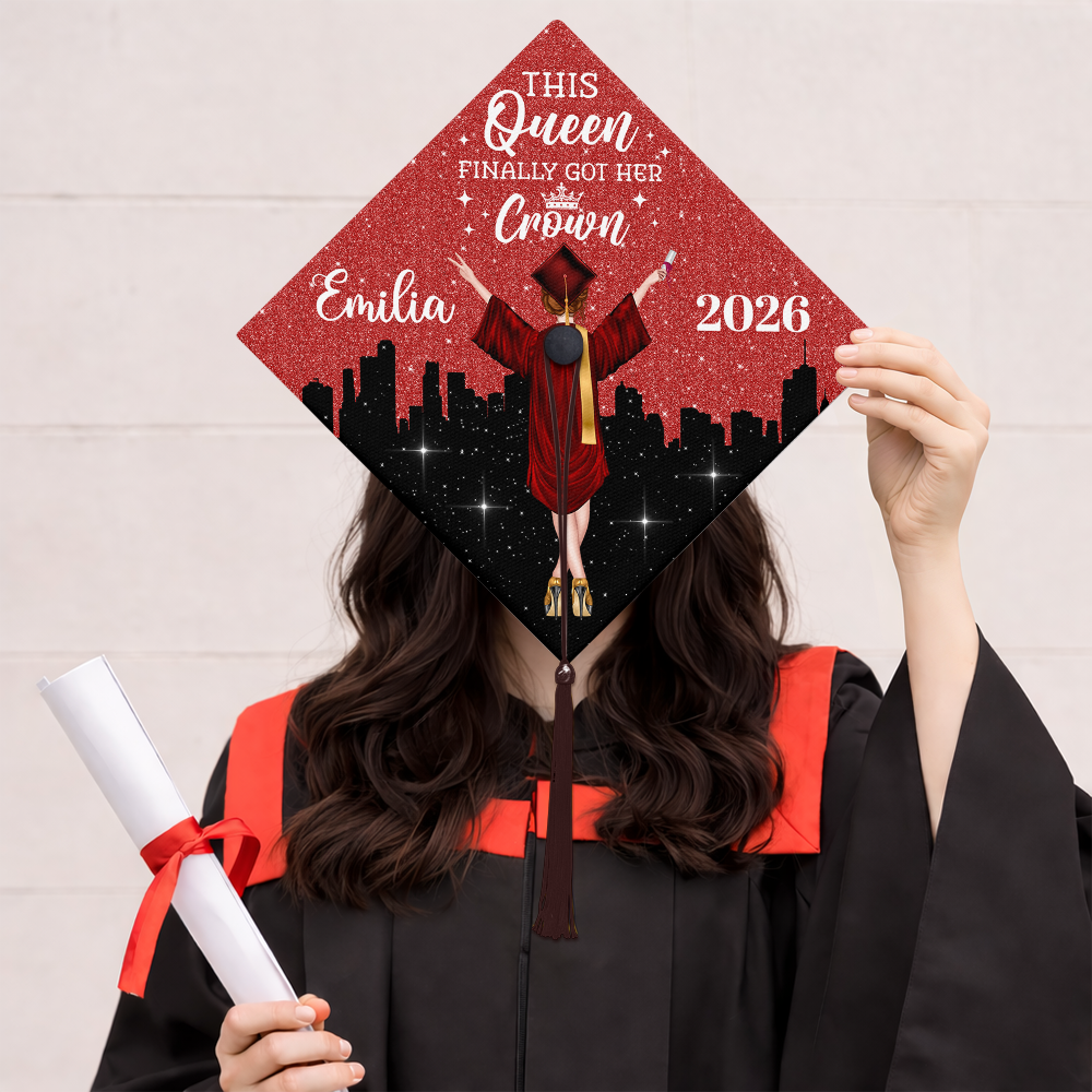 This Queen Finally Got Her Crown Personalized Graduation Cap Topper HA75 920824