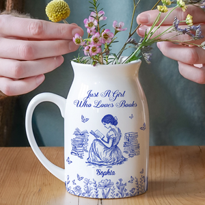 Personalized A Girl Who Loves Books Toile De Jouy Vase LM32 893967